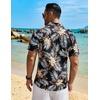 image:imageCOOFANDY Mens Hawaiian Shirt Short Sleeve Summer Button Down Shirts Tropical Vacation Beach Aloha Shirts with PocketBlack  Palm Leaf