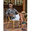 image:imageCOOFANDY Mens Hawaiian Shirt Short Sleeve Summer Button Down Shirts Tropical Vacation Beach Aloha Shirts with PocketBlack  White Flower