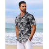 image:imageCOOFANDY Mens Hawaiian Shirt Short Sleeve Summer Button Down Shirts Tropical Vacation Beach Aloha Shirts with PocketBlack  White Flower