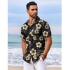 image:imageCOOFANDY Mens Hawaiian Shirt Short Sleeve Summer Button Down Shirts Tropical Vacation Beach Aloha Shirts with PocketBlack  Yellow Flower