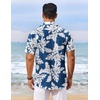 image:imageCOOFANDY Mens Hawaiian Shirt Short Sleeve Summer Button Down Shirts Tropical Vacation Beach Aloha Shirts with PocketBlue  White Flower