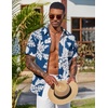 image:imageCOOFANDY Mens Hawaiian Shirt Short Sleeve Summer Button Down Shirts Tropical Vacation Beach Aloha Shirts with PocketBlue  White Flower