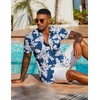 image:imageCOOFANDY Mens Hawaiian Shirt Short Sleeve Summer Button Down Shirts Tropical Vacation Beach Aloha Shirts with PocketBlue  White Flower