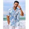 image:imageCOOFANDY Mens Hawaiian Shirt Short Sleeve Summer Button Down Shirts Tropical Vacation Beach Aloha Shirts with PocketBlue  White Leaf