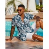 image:imageCOOFANDY Mens Hawaiian Shirt Short Sleeve Summer Button Down Shirts Tropical Vacation Beach Aloha Shirts with PocketDark Green  White Flower