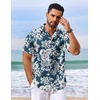 image:imageCOOFANDY Mens Hawaiian Shirt Short Sleeve Summer Button Down Shirts Tropical Vacation Beach Aloha Shirts with PocketDark Green  White Flower