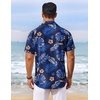 image:imageCOOFANDY Mens Hawaiian Shirt Short Sleeve Summer Button Down Shirts Tropical Vacation Beach Aloha Shirts with PocketDeep Blue  Leaf