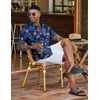 image:imageCOOFANDY Mens Hawaiian Shirt Short Sleeve Summer Button Down Shirts Tropical Vacation Beach Aloha Shirts with PocketDeep Blue  Leaf