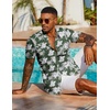 image:imageCOOFANDY Mens Hawaiian Shirt Short Sleeve Summer Button Down Shirts Tropical Vacation Beach Aloha Shirts with PocketGreen  White Flower