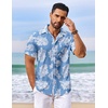 image:imageCOOFANDY Mens Hawaiian Shirt Short Sleeve Summer Button Down Shirts Tropical Vacation Beach Aloha Shirts with PocketLight Blue  White Leaf