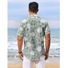image:imageCOOFANDY Mens Hawaiian Shirt Short Sleeve Summer Button Down Shirts Tropical Vacation Beach Aloha Shirts with PocketLight Green  White Leaf