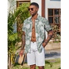 image:imageCOOFANDY Mens Hawaiian Shirt Short Sleeve Summer Button Down Shirts Tropical Vacation Beach Aloha Shirts with PocketLight Green  White Leaf