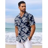 image:imageCOOFANDY Mens Hawaiian Shirt Short Sleeve Summer Button Down Shirts Tropical Vacation Beach Aloha Shirts with PocketNavy  White Flower
