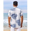 image:imageCOOFANDY Mens Hawaiian Shirt Short Sleeve Summer Button Down Shirts Tropical Vacation Beach Aloha Shirts with PocketWhite  Blue Leaf