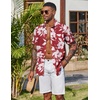 image:imageCOOFANDY Mens Hawaiian Shirt Short Sleeve Summer Button Down Shirts Tropical Vacation Beach Aloha Shirts with PocketWine Red  White Flower