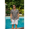 image:imageCOOFANDY Mens Hawaiian Shirts Short Sleeve Button Down Aloha Shirt Casual Beach ClothesBeige Black Leaves