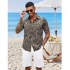 image:imageCOOFANDY Mens Hawaiian Shirts Short Sleeve Button Down Aloha Shirt Casual Beach ClothesBeige Black Leaves
