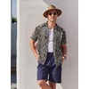 image:imageCOOFANDY Mens Hawaiian Shirts Short Sleeve Button Down Aloha Shirt Casual Beach ClothesBeige Black Leaves