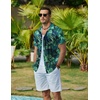 image:imageCOOFANDY Mens Hawaiian Shirts Short Sleeve Button Down Aloha Shirt Casual Beach ClothesBlack Blue  Green Leaf