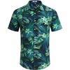 image:imageCOOFANDY Mens Hawaiian Shirts Short Sleeve Button Down Aloha Shirt Casual Beach ClothesBlack Blue  Green Leaf