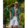 image:imageCOOFANDY Mens Hawaiian Shirts Short Sleeve Button Down Aloha Shirt Casual Beach ClothesBlack Blue  Green Leaf