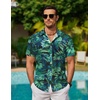 image:imageCOOFANDY Mens Hawaiian Shirts Short Sleeve Button Down Aloha Shirt Casual Beach ClothesBlack Blue  Green Leaf