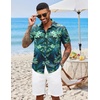 image:imageCOOFANDY Mens Hawaiian Shirts Short Sleeve Button Down Aloha Shirt Casual Beach ClothesBlack Blue  Green Leaf