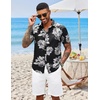 image:imageCOOFANDY Mens Hawaiian Shirts Short Sleeve Button Down Aloha Shirt Casual Beach ClothesBlack White Flower