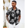 image:imageCOOFANDY Mens Hawaiian Shirts Short Sleeve Button Down Aloha Shirt Casual Beach ClothesBlack White Flower