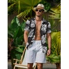 image:imageCOOFANDY Mens Hawaiian Shirts Short Sleeve Button Down Aloha Shirt Casual Beach ClothesBlack White Flower