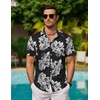 image:imageCOOFANDY Mens Hawaiian Shirts Short Sleeve Button Down Aloha Shirt Casual Beach ClothesBlack White Flower