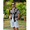 image:imageCOOFANDY Mens Hawaiian Shirts Short Sleeve Button Down Aloha Shirt Casual Beach ClothesBlack White Flower