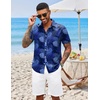 image:imageCOOFANDY Mens Hawaiian Shirts Short Sleeve Button Down Aloha Shirt Casual Beach ClothesBlue Plam Leaves