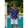 image:imageCOOFANDY Mens Hawaiian Shirts Short Sleeve Button Down Aloha Shirt Casual Beach ClothesBlue Plam Leaves