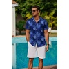 image:imageCOOFANDY Mens Hawaiian Shirts Short Sleeve Button Down Aloha Shirt Casual Beach ClothesBlue Plam Leaves
