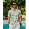 image:imageCOOFANDY Mens Hawaiian Shirts Short Sleeve Button Down Aloha Shirt Casual Beach ClothesCeladon Green Palm Leaf
