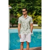 image:imageCOOFANDY Mens Hawaiian Shirts Short Sleeve Button Down Aloha Shirt Casual Beach ClothesCeladon Green Palm Leaf