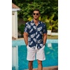 image:imageCOOFANDY Mens Hawaiian Shirts Short Sleeve Button Down Aloha Shirt Casual Beach ClothesDark Blue Palm Leaves