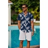 image:imageCOOFANDY Mens Hawaiian Shirts Short Sleeve Button Down Aloha Shirt Casual Beach ClothesDark Blue Palm Leaves