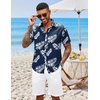 image:imageCOOFANDY Mens Hawaiian Shirts Short Sleeve Button Down Aloha Shirt Casual Beach ClothesDark Blue Palm Leaves