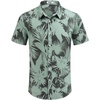 image:imageCOOFANDY Mens Hawaiian Shirts Short Sleeve Button Down Aloha Shirt Casual Beach ClothesDark Gray  Ice Green Leaves