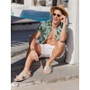 image:imageCOOFANDY Mens Hawaiian Shirts Short Sleeve Button Down Aloha Shirt Casual Beach ClothesDark Gray  Ice Green Leaves