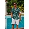image:imageCOOFANDY Mens Hawaiian Shirts Short Sleeve Button Down Aloha Shirt Casual Beach ClothesGreen Fern Leaves