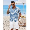 image:imageCOOFANDY Mens Hawaiian Shirts Short Sleeve Button Down Aloha Shirt Casual Beach ClothesLight Blue Palm Leaves