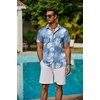 image:imageCOOFANDY Mens Hawaiian Shirts Short Sleeve Button Down Aloha Shirt Casual Beach ClothesLight Blue Palm Leaves