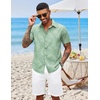 image:imageCOOFANDY Mens Hawaiian Shirts Short Sleeve Button Down Aloha Shirt Casual Beach ClothesLight Green