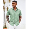 image:imageCOOFANDY Mens Hawaiian Shirts Short Sleeve Button Down Aloha Shirt Casual Beach ClothesLight Green