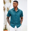 image:imageCOOFANDY Mens Hawaiian Shirts Short Sleeve Button Down Aloha Shirt Casual Beach ClothesNavy Blue Lake Green