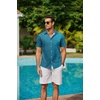 image:imageCOOFANDY Mens Hawaiian Shirts Short Sleeve Button Down Aloha Shirt Casual Beach ClothesNavy Blue Lake Green