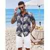 image:imageCOOFANDY Mens Hawaiian Shirts Short Sleeve Button Down Aloha Shirt Casual Beach ClothesNavy Blue Palm Leaves